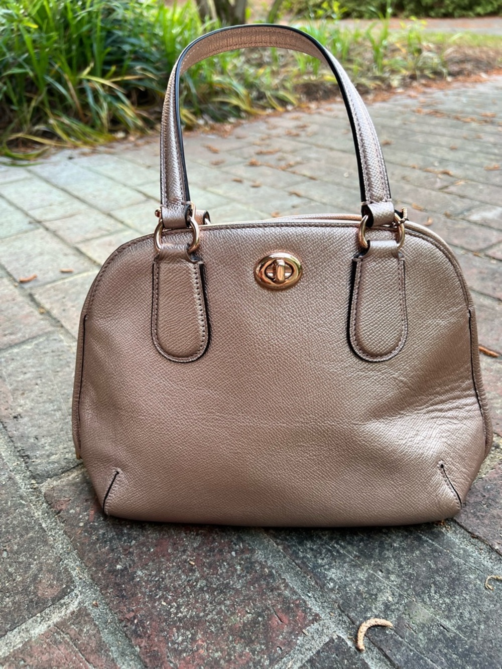 Coach Bag Rose Gold Metallic Leather Prince Street Satchel - Picture 16 of 17